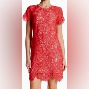 Shoshanna Rae Guipere Coral Lace Dress, size 6, excellent condition.